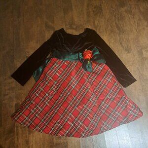 Marc & Maddie plaid taffeta velour Christmas holidays dress red green size 3